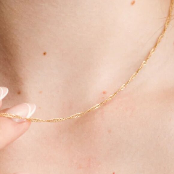 Gold Chain Waterproof Necklace Everyday Necklace Gold Chain Sparkle Chain PRETTY - Picture 1 of 13